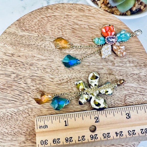 2/$30🌵 Colorful Beaded Floral Earrings Dangle Flower Faux Pearl Jewelry Gift - Picture 5 of 7